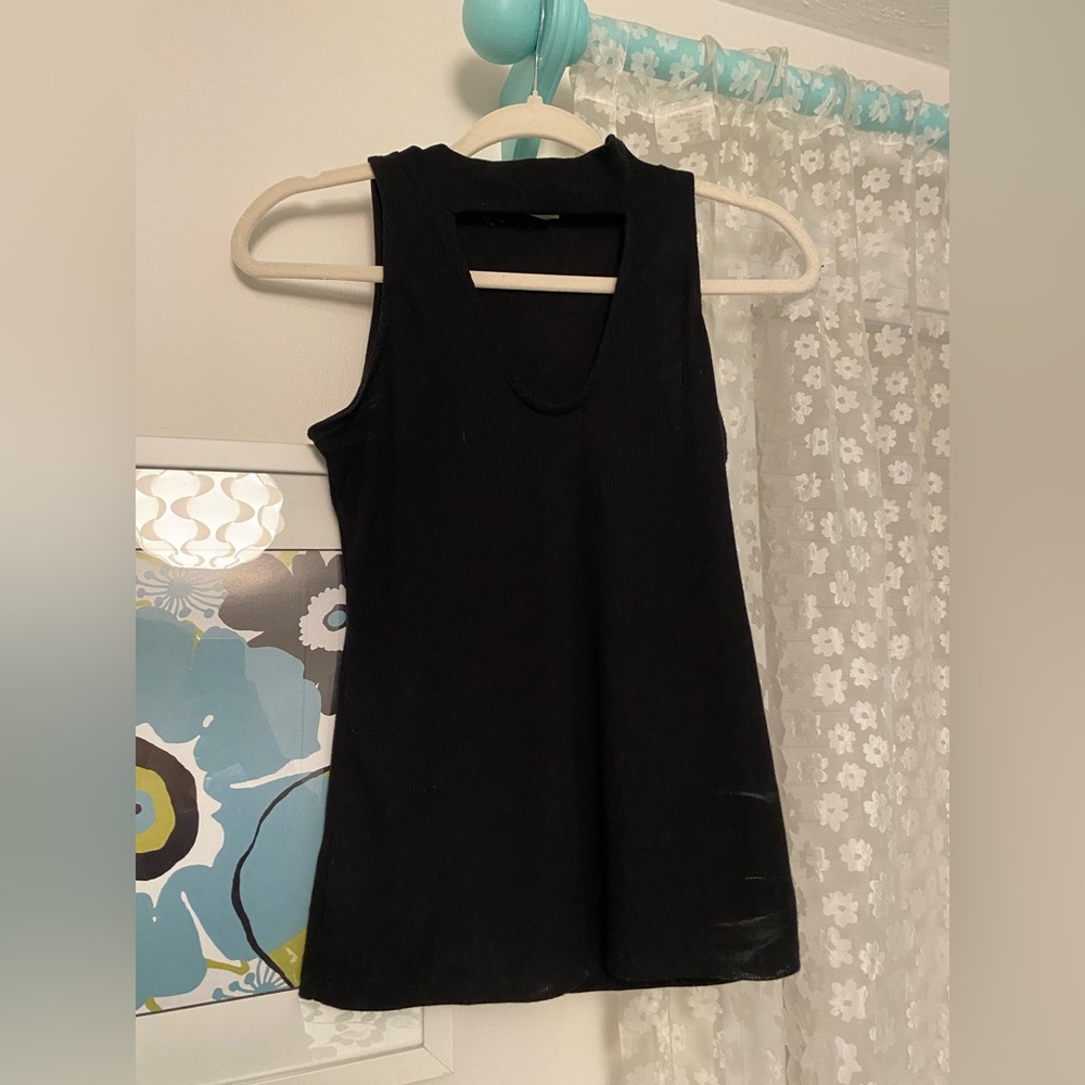 Black tank top with collar. Size small